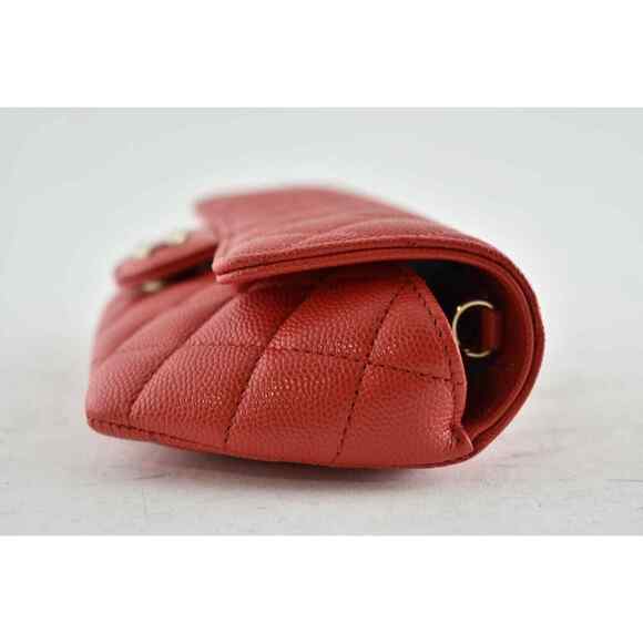 Chanel 22C Red Caviar Classic Glasses Case On Chain Clutch CC Shoulder Crossbody - Picture 9 of 12